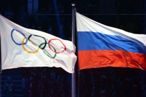 flag of the olympic games and my russia