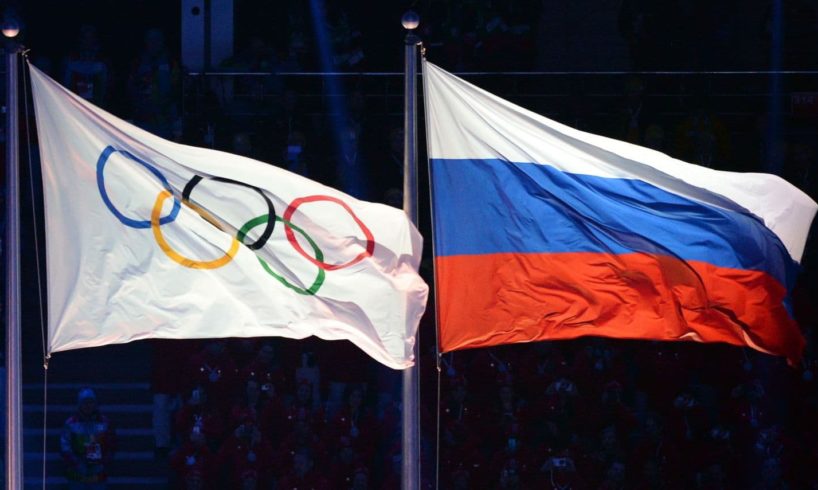 flag of the olympic games and my russia